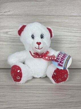 Fuzzy Friends Plush Bear Chocolate Scented 7" w Ribbon Red Hearts SU50